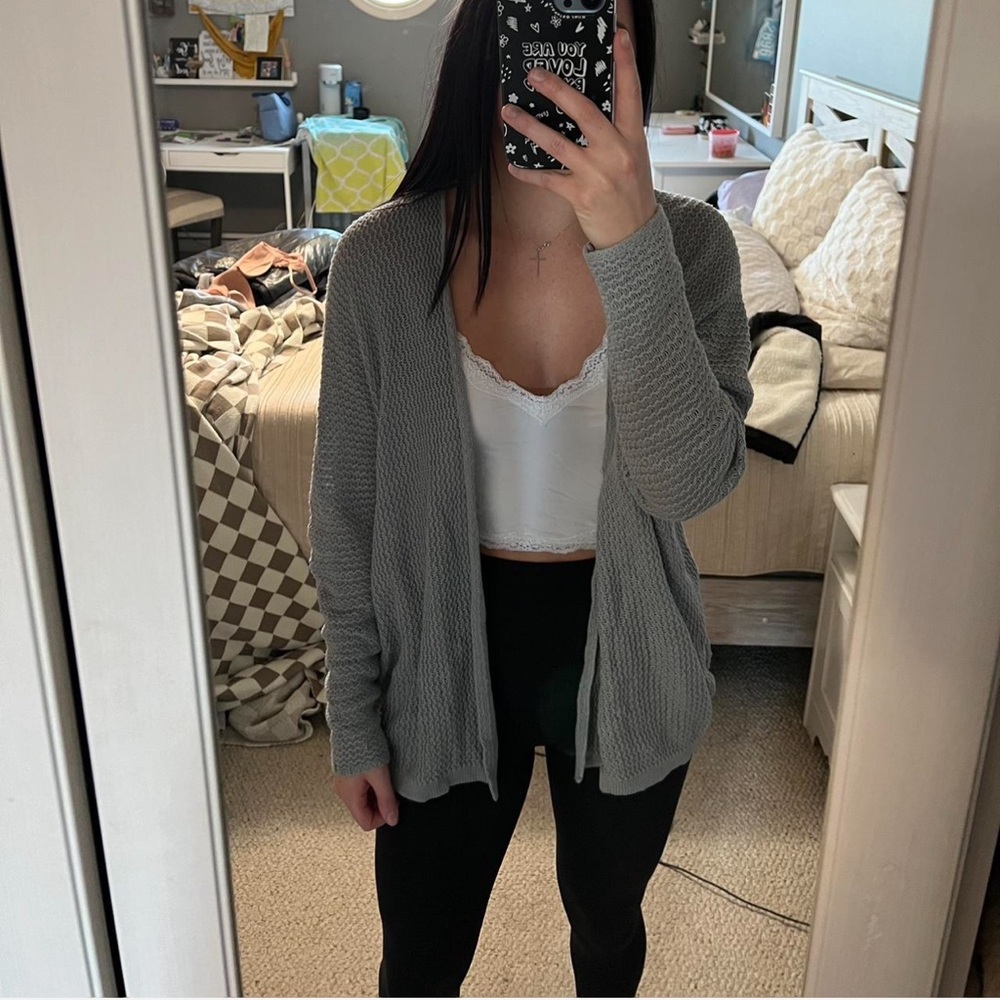 Forever 21 Gray Open-Front Cardigan